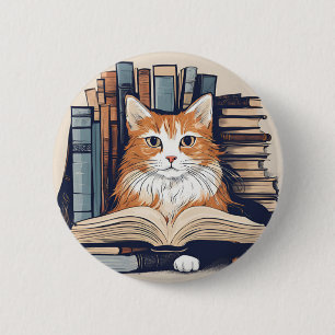 Kitty with Books button