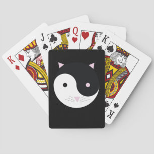 Kitty Yin Yang Pink Black and White Playing Cards