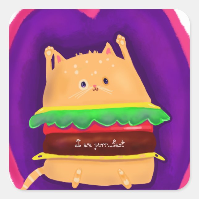 Kittyburger Square Sticker (Front)