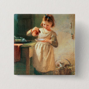Kitty's Breakfast 15 Cm Square Badge