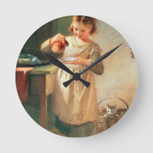 Kitty's Breakfast Round Clock