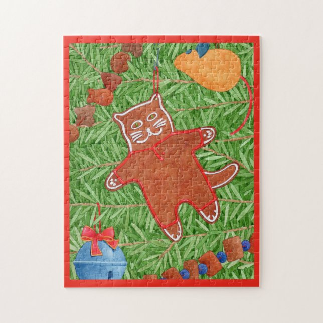 Kitty's Christmas Tree 11"x14" Puzzle  (Vertical)