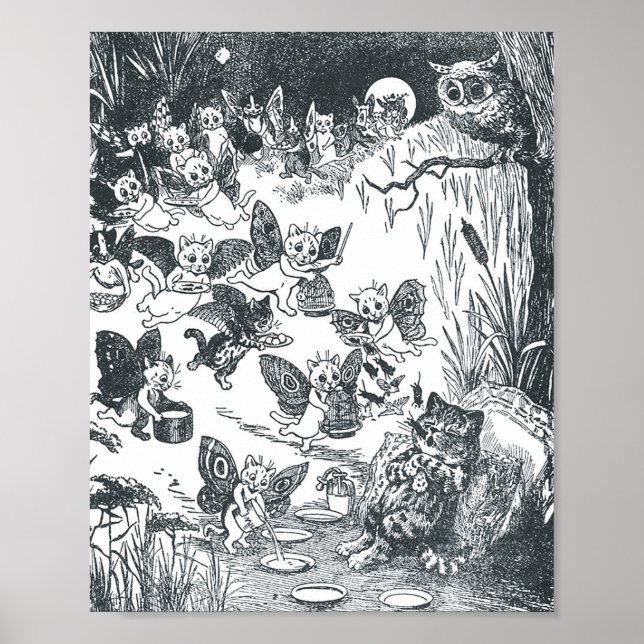 Kitty's Dream of Fairyland, Louis Wain Poster (Front)