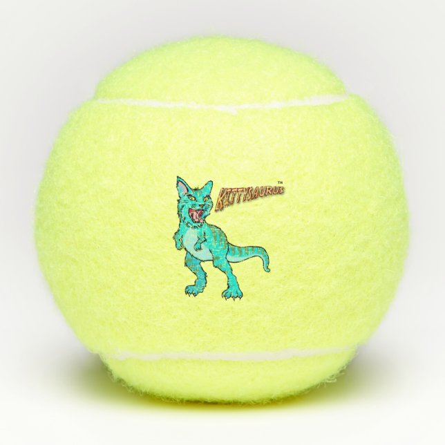 KITTYSAURUS™ DOG TOY 'chewable fetch ball' Tennis Balls (Front)