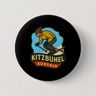 Kitzbühel Austria Skiing  6 Cm Round Badge