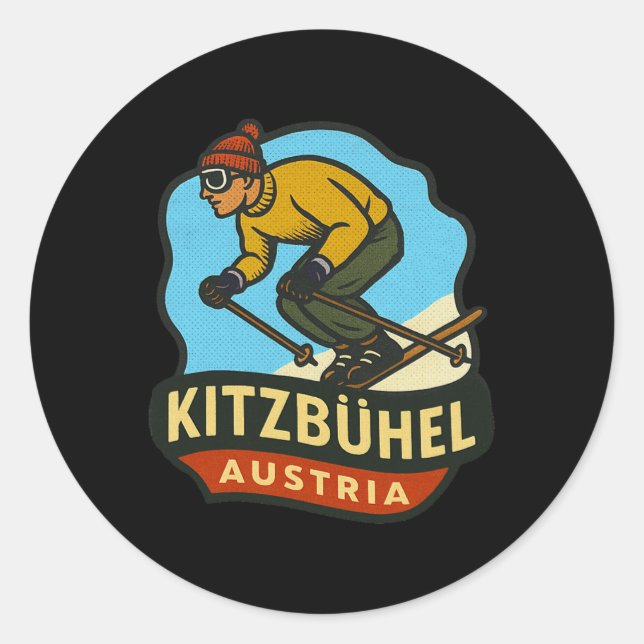 Kitzbühel Austria Skiing  Classic Round Sticker (Front)