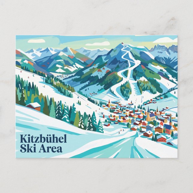 Kitzbühel Ski Area Austria Postcard (Front)