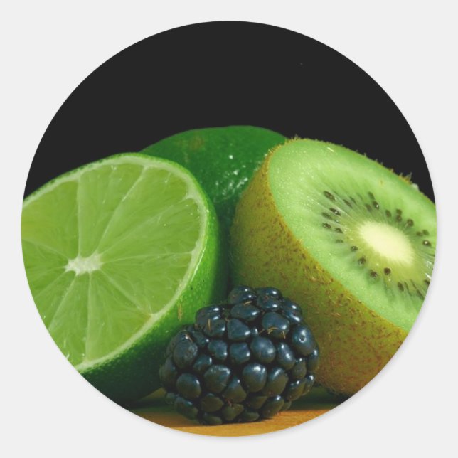 Kiwi and lime classic round sticker (Front)