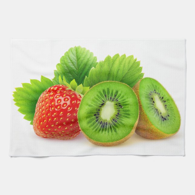 Kiwi and strawberry tea towel (Horizontal)