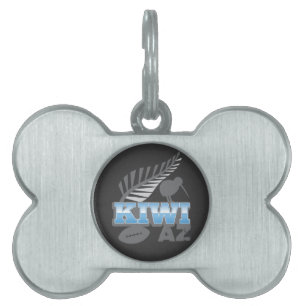 KIWI AZ rugby bird and silver fern Pet Name Tag