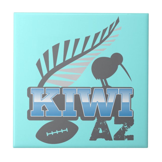 KIWI AZ rugby bird and silver fern Tile (Front)