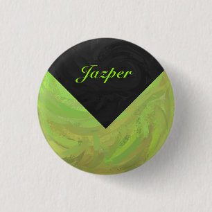 Kiwi Bash Green and Black Monogram 3 Cm Round Badge