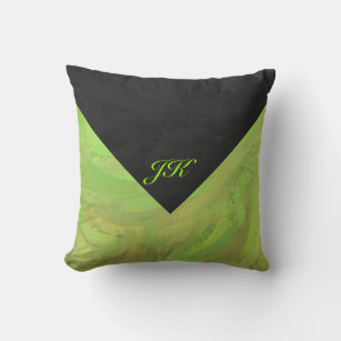 Kiwi Bash Green and Black Monogram Cushion