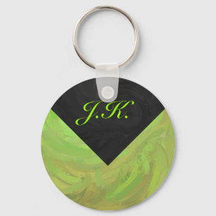Kiwi Bash Green and Black Monogram Key Ring