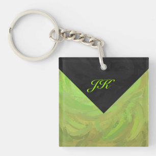 Kiwi Bash Green and Black Monogram Key Ring