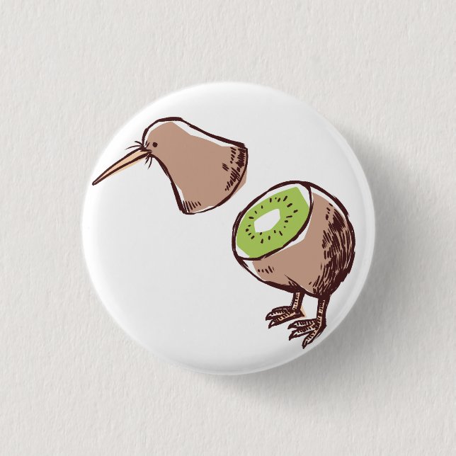 Kiwi bird 3 cm round badge (Front)