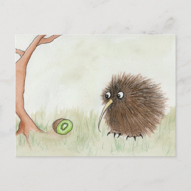 Kiwi Bird and Kiwi Fruit Postcard (Front)