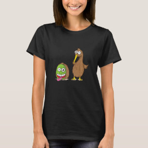 Kiwi Bird And Kiwi Fruit Turn Through T-Shirt