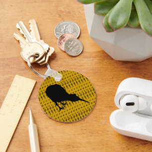 Kiwi Bird & Aotearoa (writing) New Zealand / Gold Key Ring