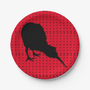 Kiwi Bird & Aotearoa (writing) New Zealand Paper Plate