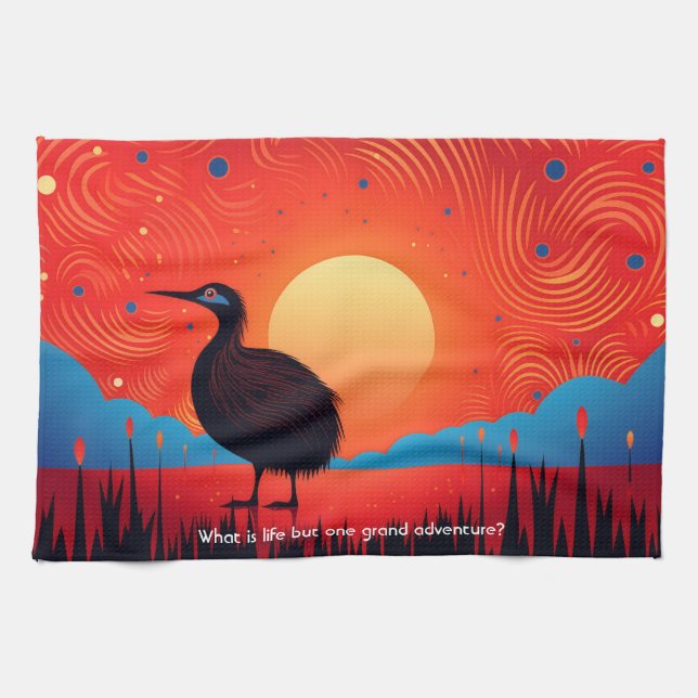 Kiwi Bird at Twilight  Tea Towel (Horizontal)