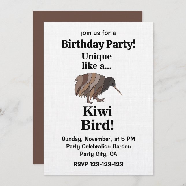 Kiwi Bird Birthday Party Invitation (Front/Back)