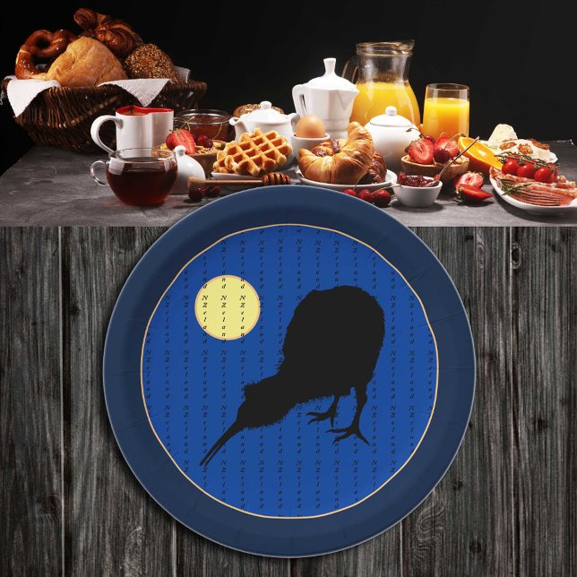 Kiwi Bird & Moon - New Zealand Party /Bro BBQ Paper Plate (Creator Uploaded)