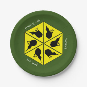 Kiwi Bird & New Zealand/ Aotearoa Islands (pizza) Paper Plate
