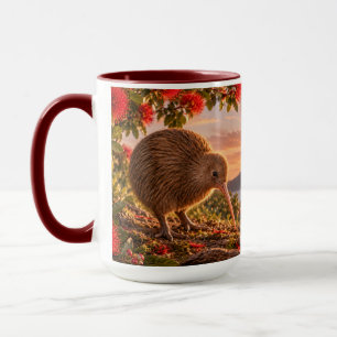 Kiwi Bird Pohutukawa New Zealand Christmas Gift Mug