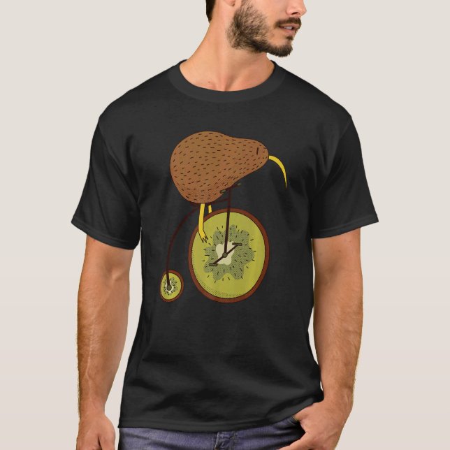 Kiwi bird riding a kiwi bike  animal & fruits bicy T-Shirt (Front)
