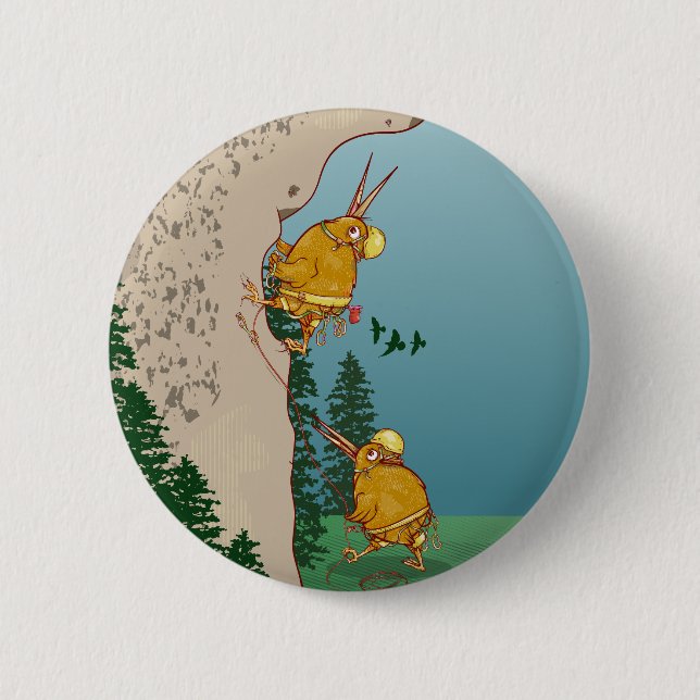 Kiwi Bird rock climbing 6 Cm Round Badge (Front)