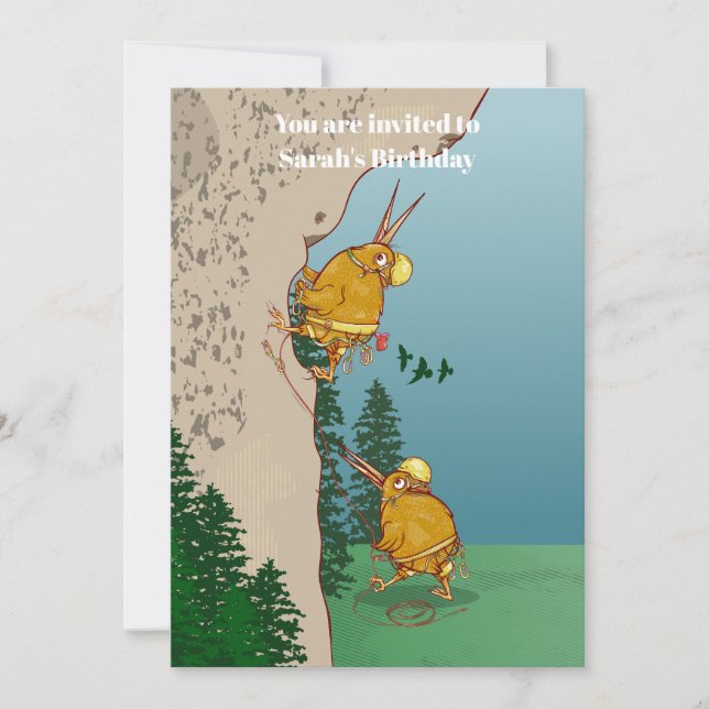 Kiwi Bird rock climbing Invitation (Front)