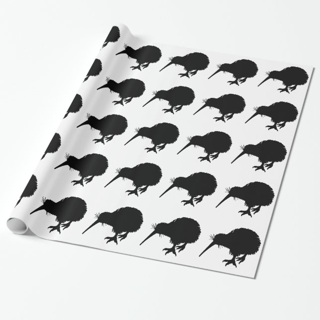 Kiwi Bird Silhouette Wrapping Paper (Unrolled)