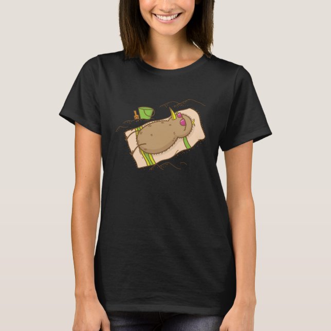 Kiwi Bird taking Vacation Fruit Animal T-Shirt (Front)