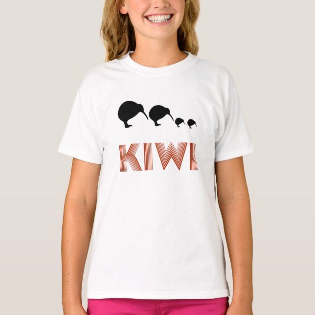 Kiwi Family Retro Graphic Kids Shirt Ringer (Front)