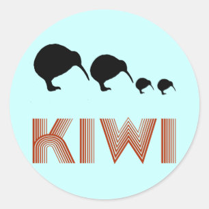 Kiwi Family Retro New Zealand Sticker