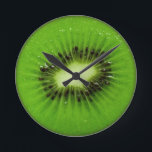 Kiwi Fruit Fresh Slice Round Clock<br><div class="desc">Slice of fresh kiwi fruit.</div>