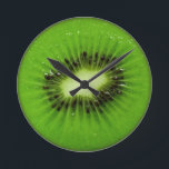 Kiwi Fruit Fresh Slice Round Clock<br><div class="desc">Slice of fresh kiwi fruit.</div>
