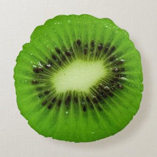 Kiwi Fruit Fresh Slice Round Cushion
