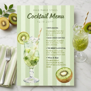 Kiwi Fruit & Green Stripes Custom Bridal Shower Menu