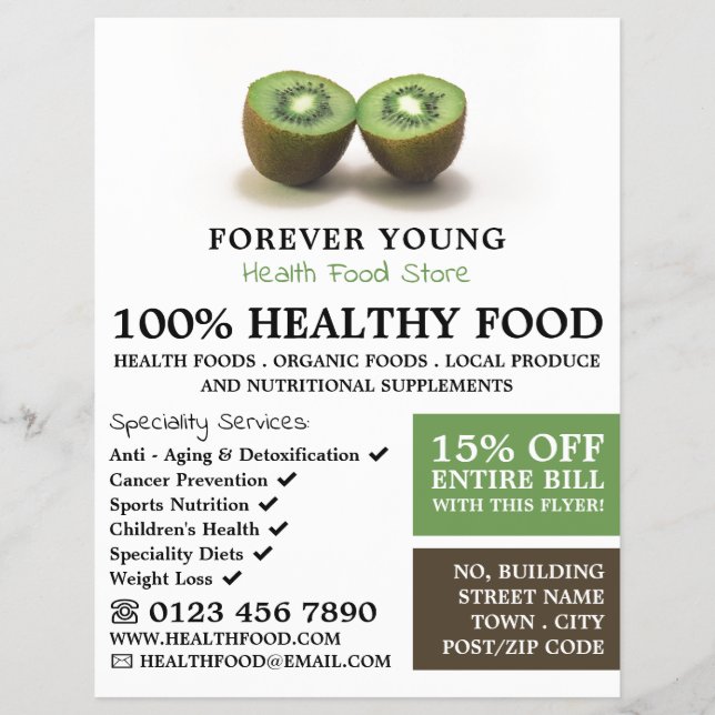 Kiwi Fruit, Health Food Store Advertising Flyer (Front)