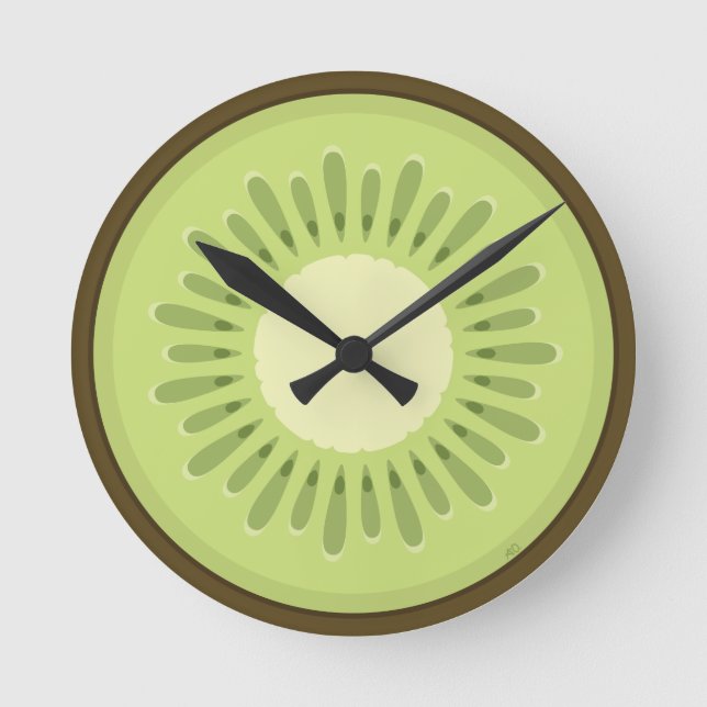 Kiwi Fruit Slice Round Clock (Front)