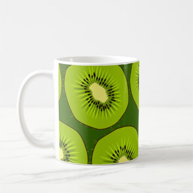 Kiwi fruit slices: dark green. coffee mug (Left)