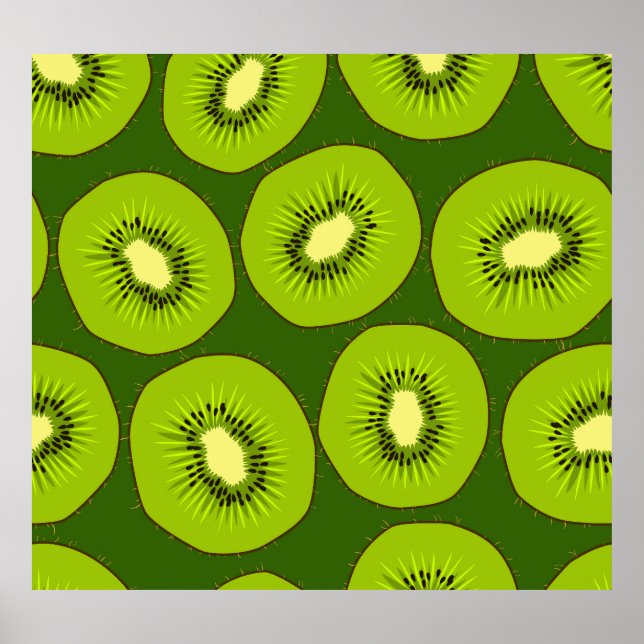 Kiwi fruit slices: dark green. poster (Front)
