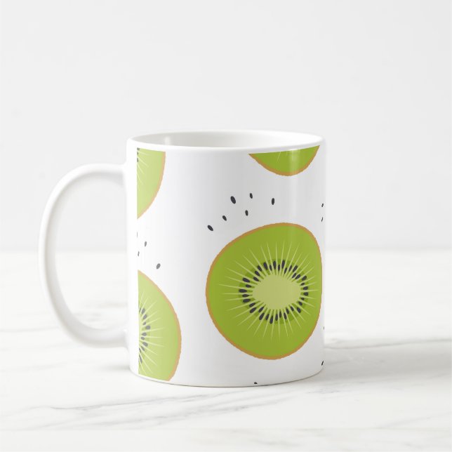 Kiwi fruit slices, seamless illustration. coffee mug (Left)