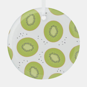 Kiwi fruit slices, seamless illustration. glass tree decoration
