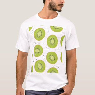 Kiwi fruit slices, seamless illustration. T-Shirt