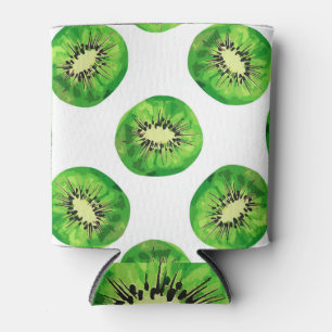 Kiwi Fruit Vintage Watercolor Pattern Can Cooler