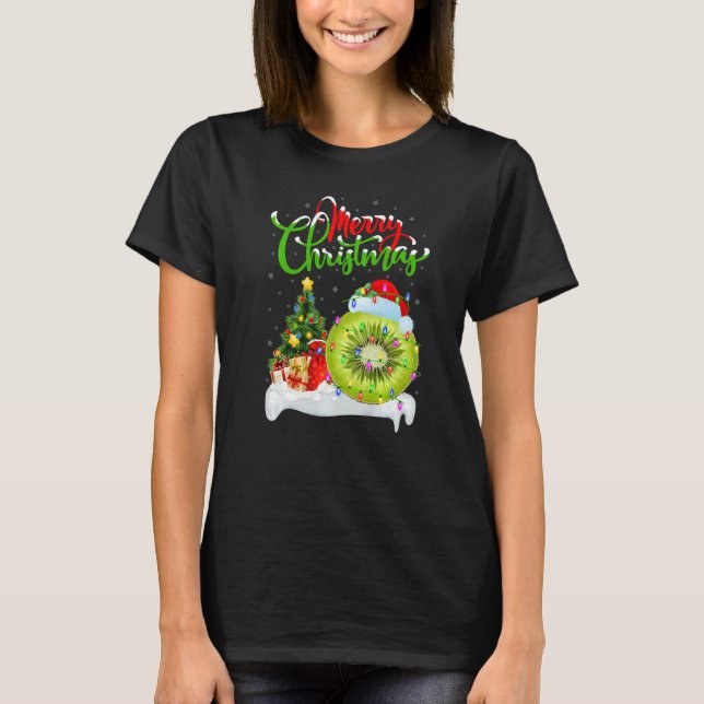 Kiwi Fruit  Xmas Decorations Santa Kiwi Fruit Chri T-Shirt (Front)
