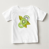 Kiwi, fruity, green and white, fresh, juicy, white